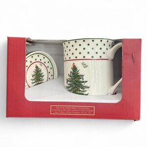 Spode Christmas Tree Mug with Coaster Still in Original Packaging